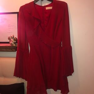 WORN ONCE- red cocktail dress. Detailed sleeves